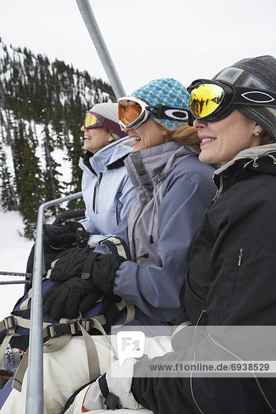 Women on Ski Lift  Whistler  BC  Canada