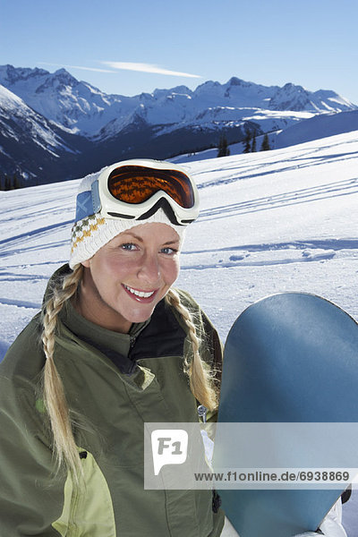 Portrait  Frau  Snowboard