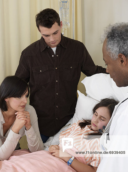 Doctor  Patient and Parents in Hospital Room
