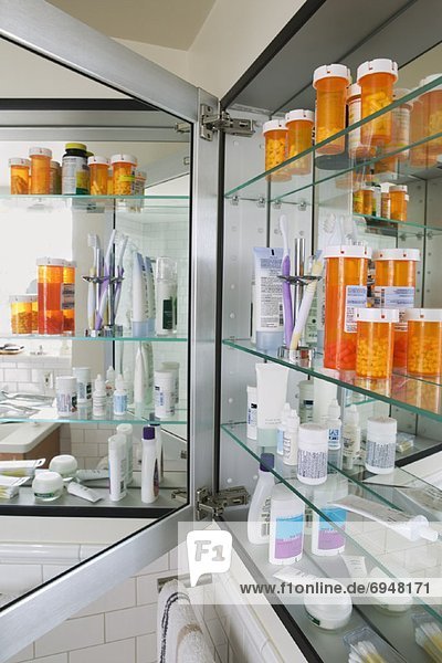 Pharmaceuticals in Medicine Cabinet