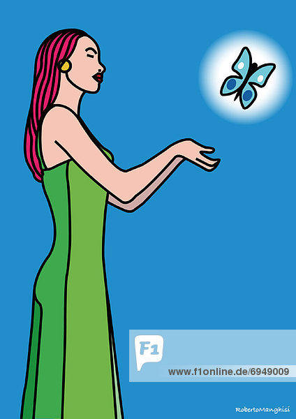 Frau  Illustration  Schmetterling