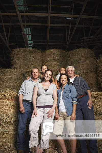 Portrait of Extended Family in Barn