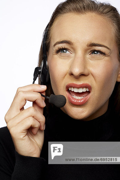 Geschäftsfrau  sprechen  Zorn  Headset