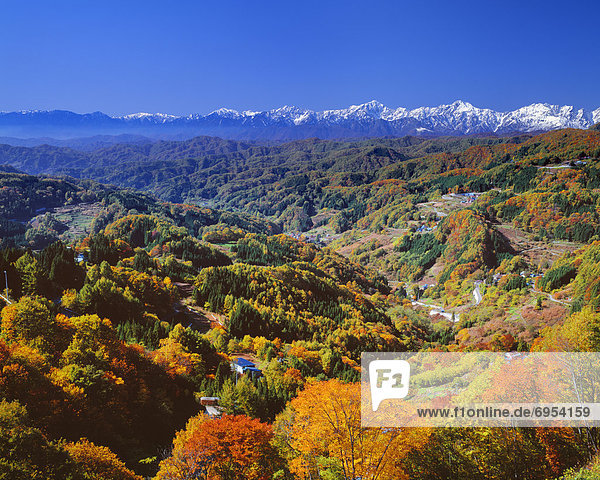 The northern Alps overlooked from Kinasa  Nagano Prefecture  Japan