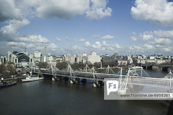 View of Golden Jubilee Bridge From the London Eye  Hungerford Bridge  London  England