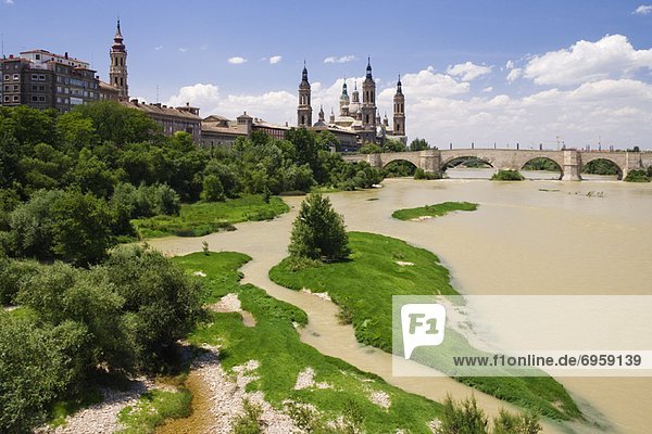 Fluss Säule Aragonien Basilika Spanien Zaragoza