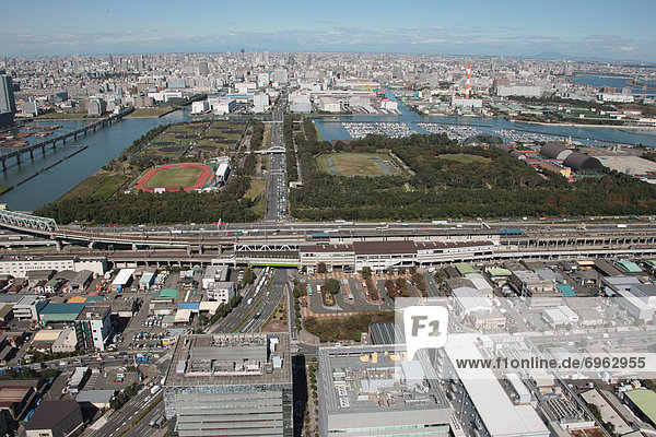 Tokyo  Hauptstadt  Bundesstraße  Ansicht  Luftbild  Fernsehantenne  Bucht  Honshu  Japan