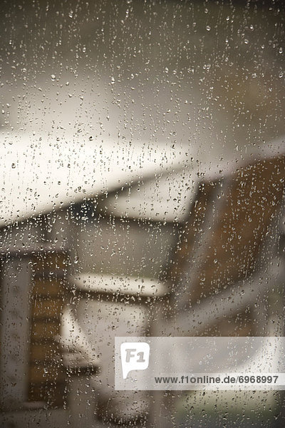 Close-up of Raindrops on Window