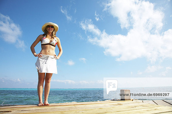 Woman Standing on Dock  Belize