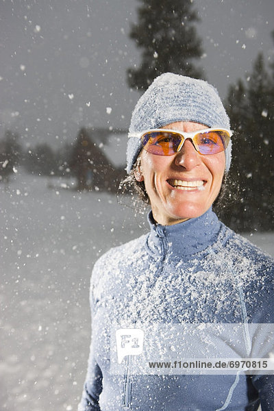 Portrait of Woman in Winter  Near Frisco  Summit County  Colorado  USA