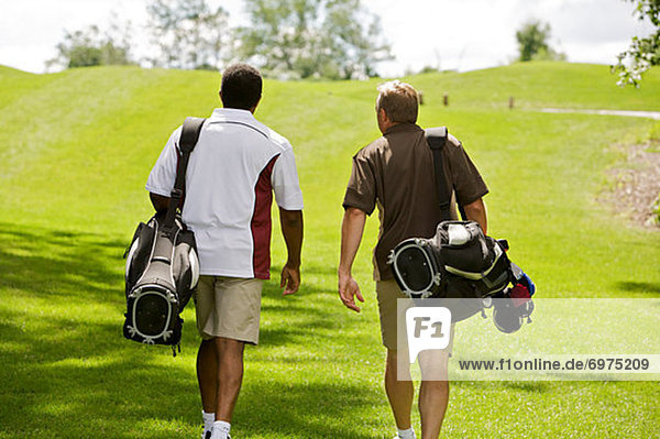 Men Walking on the Golf Course  Burlington  Ontario  Canada