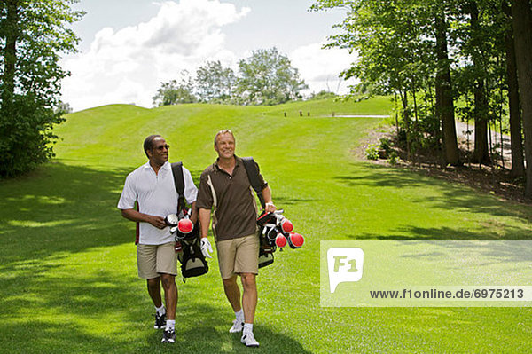 Men Walking on the Golf Course  Burlington  Ontario  Canada