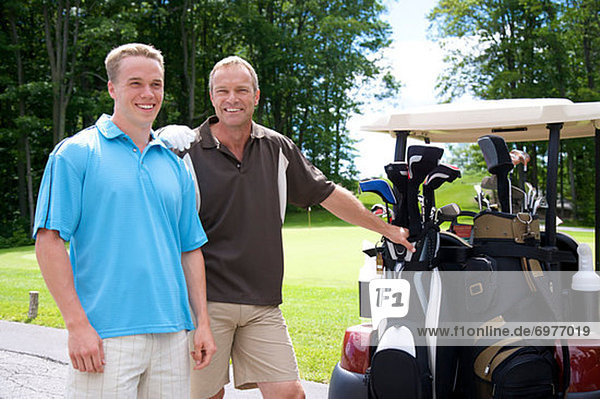 Men Standing by Golf Cart  Burlington  Ontario  Canada