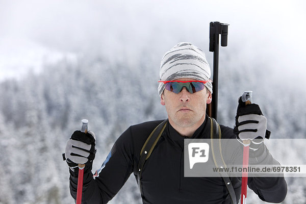 Close-up of Male Biathlon Athlete  Whistler  British Columbia  Canada