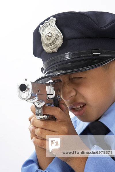 Boy Dressed as Police Officer