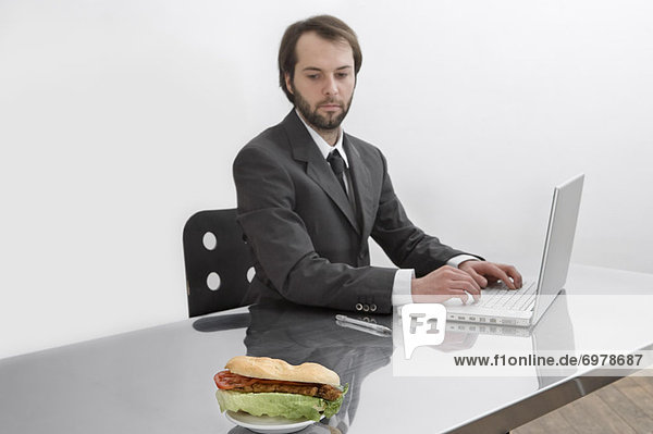Schreibtisch  sehen  Geschäftsmann  Sandwich