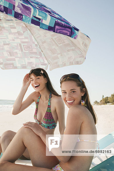 Two Women on Beach  Florida  USA