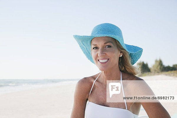 Portrait of Woman on Beach  Florida  USA