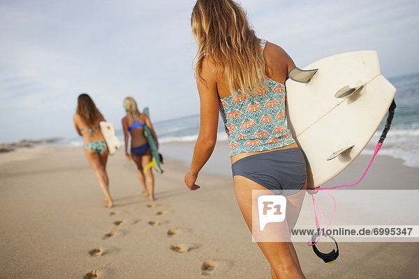 Women Carrying Surfboards  Baja California Sur  Mexico