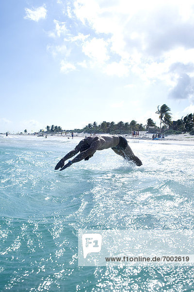 Man Swimming  Reef Playacar Resort and Spa Hotel  Playa del Carmen  Quintana Roo  Yucatan Peninsula  Mexico