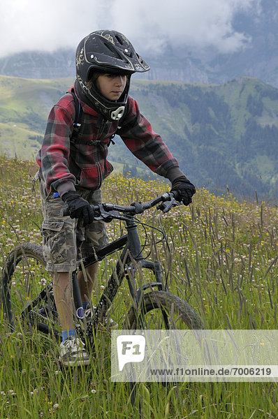 Boy on Bike  French Alps  France
