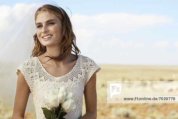 Bride in desert  Arizona  USA