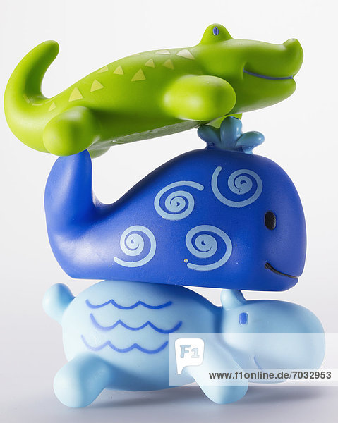 Stack of Three Toy Animals