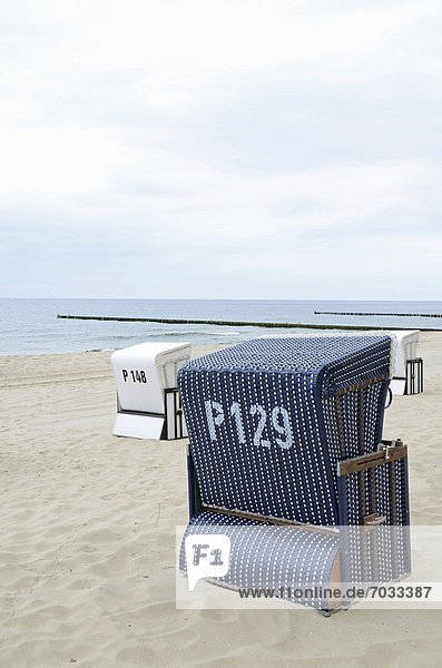 Beach chairs on the beach of Koserow  Usedom  Germany