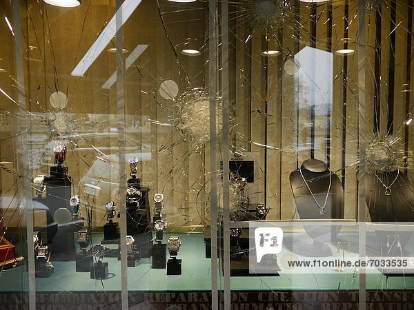 Juweliergeschäft nach einem Diebstahl  Genf  Schweiz