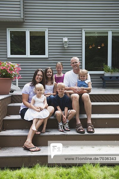 A Happy Family Portrait With Five Children