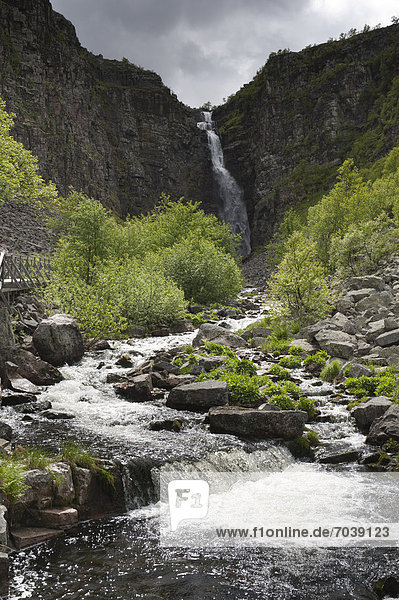 Njupeskär  Schwedens höchster Wasserfall  Fulufjällets Nationalpark  bei Särna  Provinz Dalarna  Schweden  Skandinavien  Nordeuropa  Europa