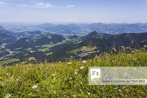 Aussicht vom Kehlsteinhaus auf die Osterhorngruppe  Königssee  Berchtesgaden  Berchtesgadener Land  Oberbayern  Bayern  Deutschland  Europa