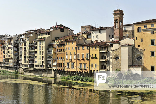 Buildings along the Arno river in Florence  Tuscany  Italy  Europe
