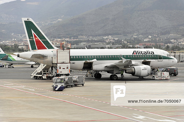 EI-IMC  ALITALIA Airbus A319-112 bei der Landung  Flughafen Florenz  Toskana  Italien  Europa