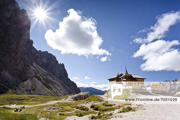Rifugio Preuss  beim Aufstieg zum Kesselkogel  Trentino  Italien  Europa