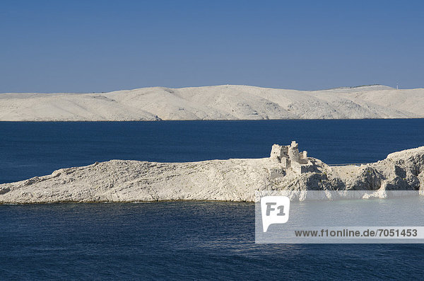 Europa Palast Schloß Schlösser Landschaft Ruine Adriatisches Meer Adria Kroatien Meeresarm Karst