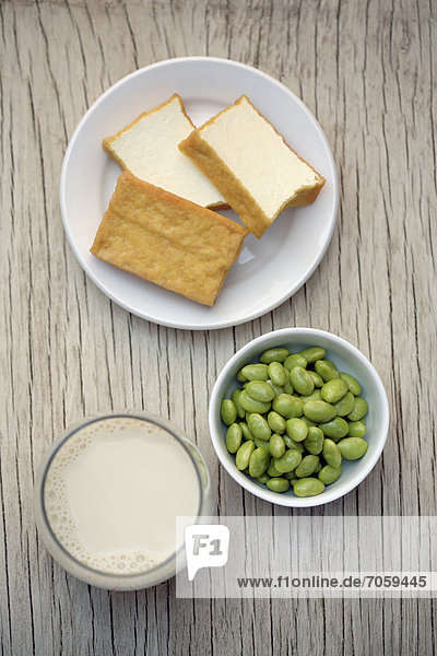 Soy milk  beans and tofu