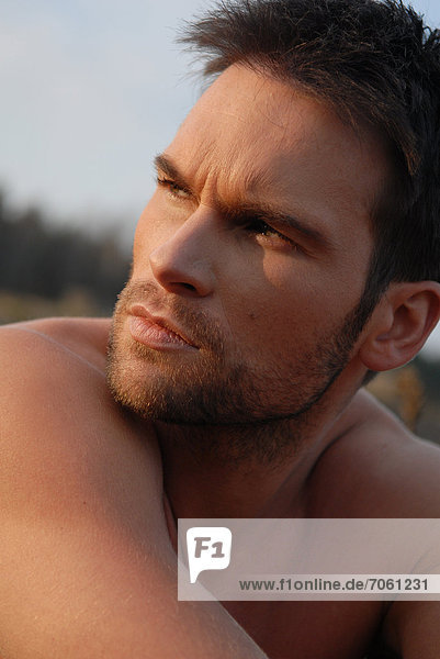 Man in a sandy scenery.