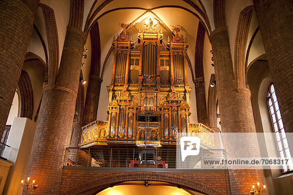 Unique double organ of St. Nicholas Church in Flensburg  Schleswig-Holstein  Germany  Europe