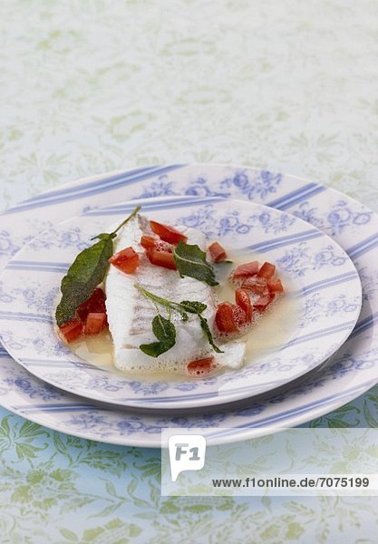 Poached cod with sage