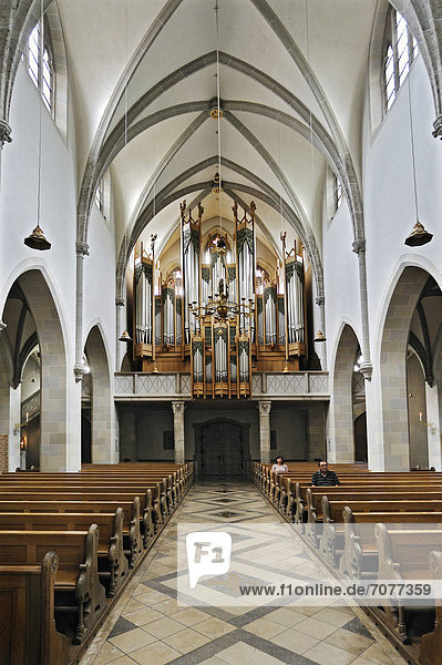 Interior view  organ in the neo-Gothic St. Ottilien Archabbey  built 1897-1899  near Landsberg  Bavaria  Germany  Europe