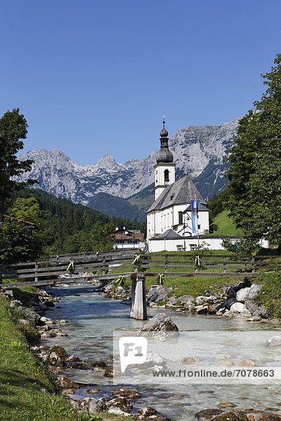 Pfarrkirche St Sebastian Ramsauer Ache Hinten Reiteralm Malerwinkel