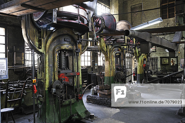 Three big screw presses in a drop-forging workshop  formerly the factory of Dietz and Pfriem  1911  today an industrial museum  Lauf  Middle Franconia  Bavaria  Germany  Europe