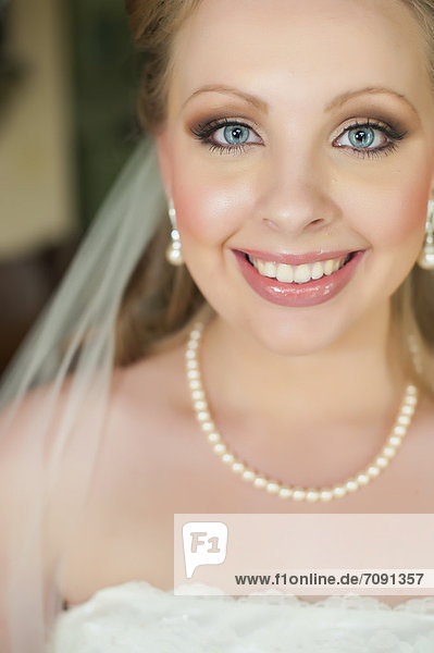 USA  Texas  Young bride smiling  portrait