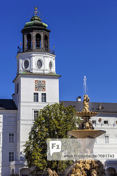 Austria  Salzburg  View of Residenz Fountain