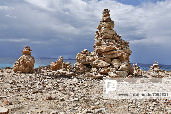 Spain  Mallorca  Stack of rocks at Cap de Ses Salines