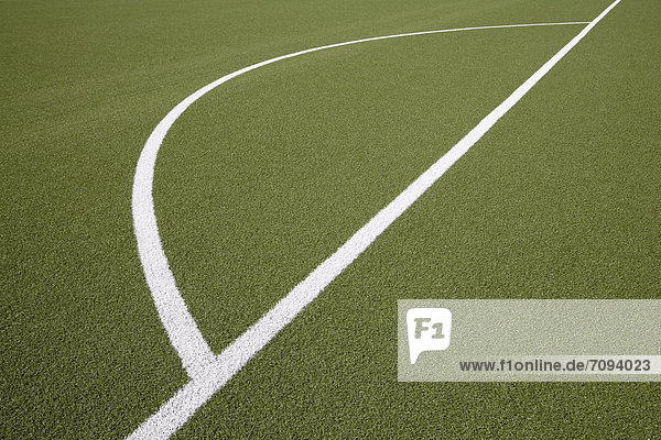 Germany  North Rhine Westphalia  Neuss  Painted lines on soccer field