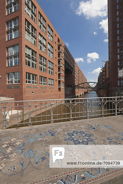 Oriental carpet made of stone as a path  Speicherstadt  the historic warehouse district  Hamburg  northern Germany  Europe