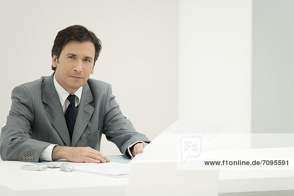 Business executive reviewing documents  portrait