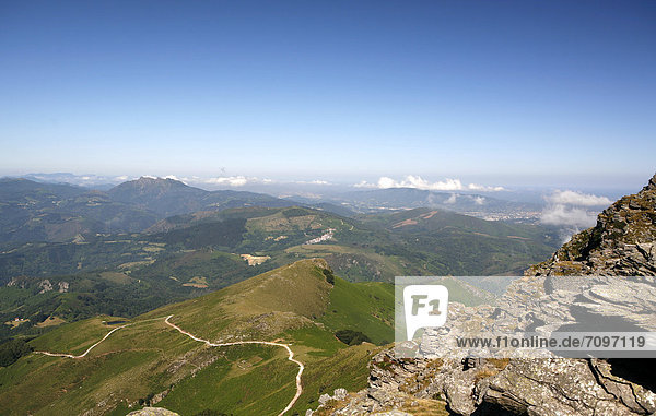 Landscape at La Rhune Mountain  905m  Basque Country  Pyrenees  Aquitaine region  department of PyrÈnÈes-Atlantiques  France  Europe